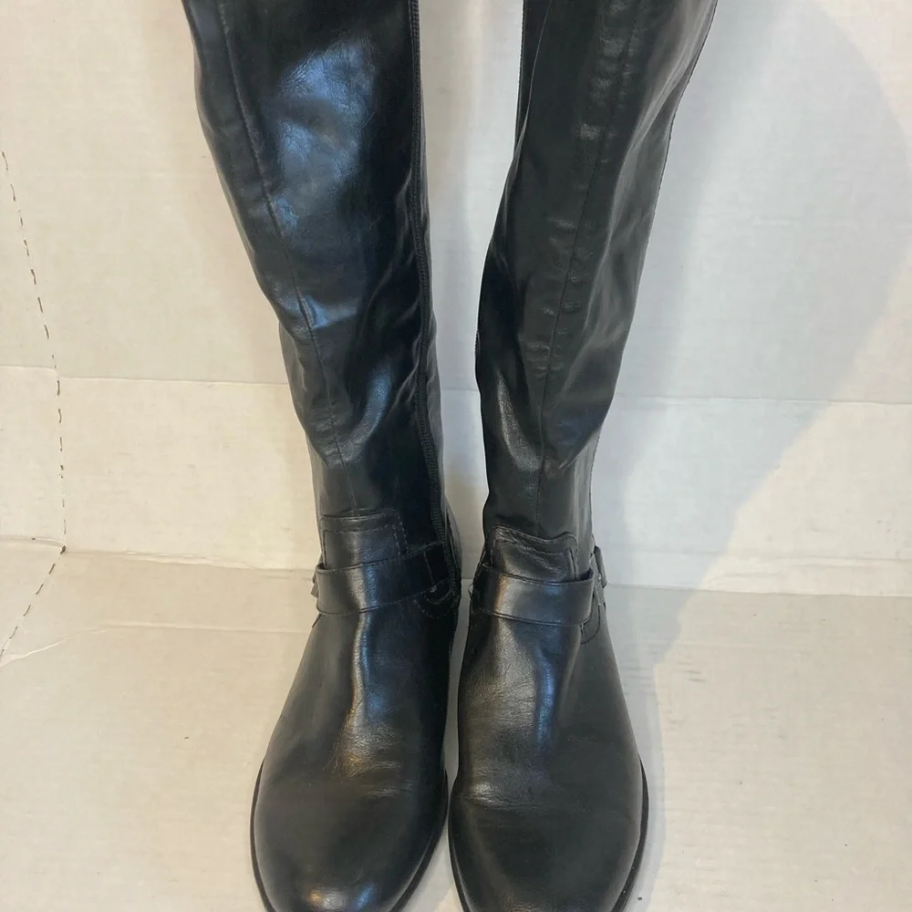 Kim Rogers Woman Black Leather Knee-High Jax Boots Size 10M